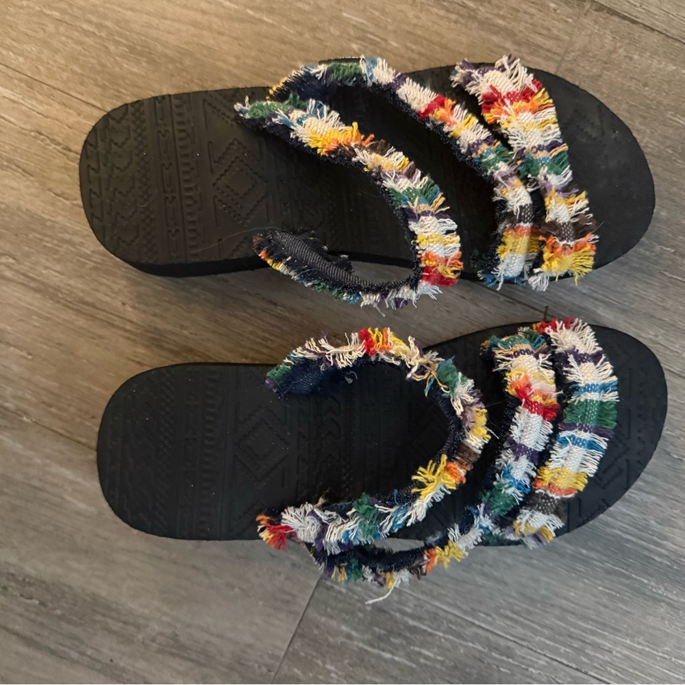 Colorful Fringe Muk Luk Sandals